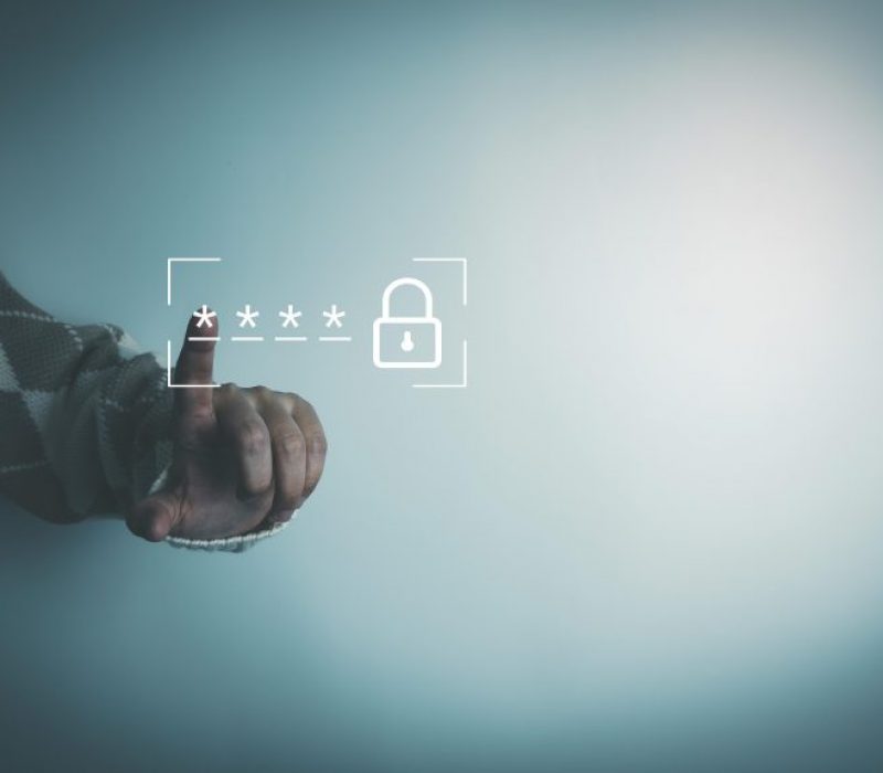 OTP one time password or pin code to access security system, verification of Internet, 2FA two-factor authentication